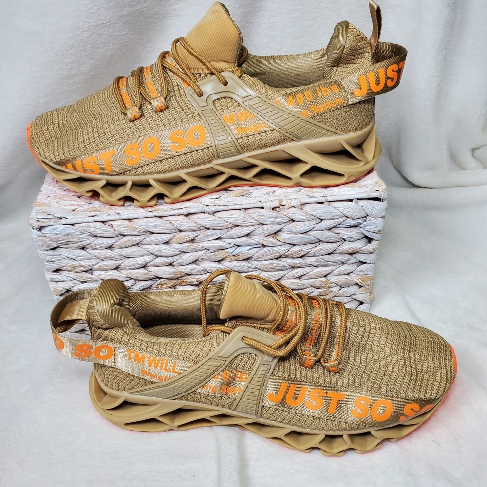 Men's Athletic Sports Running Sneakers EU 44 Size 10 Tan Activewear Athleisure
